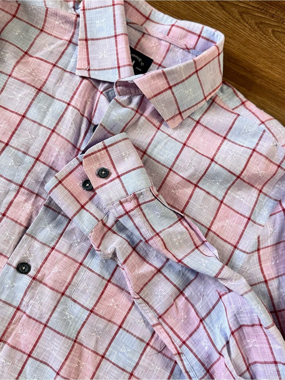 Johnnie O Top Shelf Long Sleeve Hoser Button‎ Shirt Men Medium Pink Plaid Taffy
